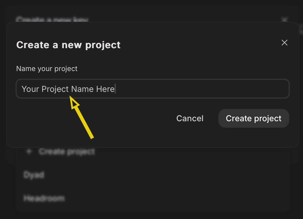 Name Your Project Input